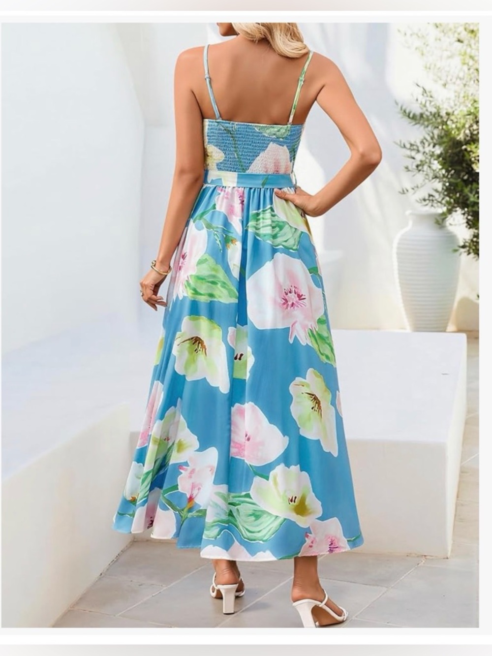 NWT STRAP OR STRAPLESS BLUE FLORAL SUNDRESS-S - Picture 7 of 16